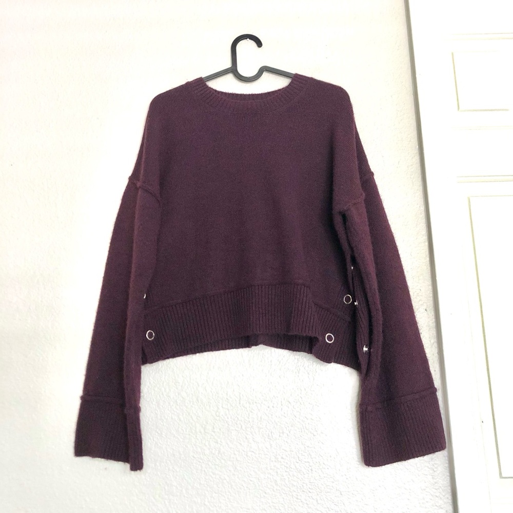 NWOT Topshop Plum Crewneck Sweater with Grommet Detail